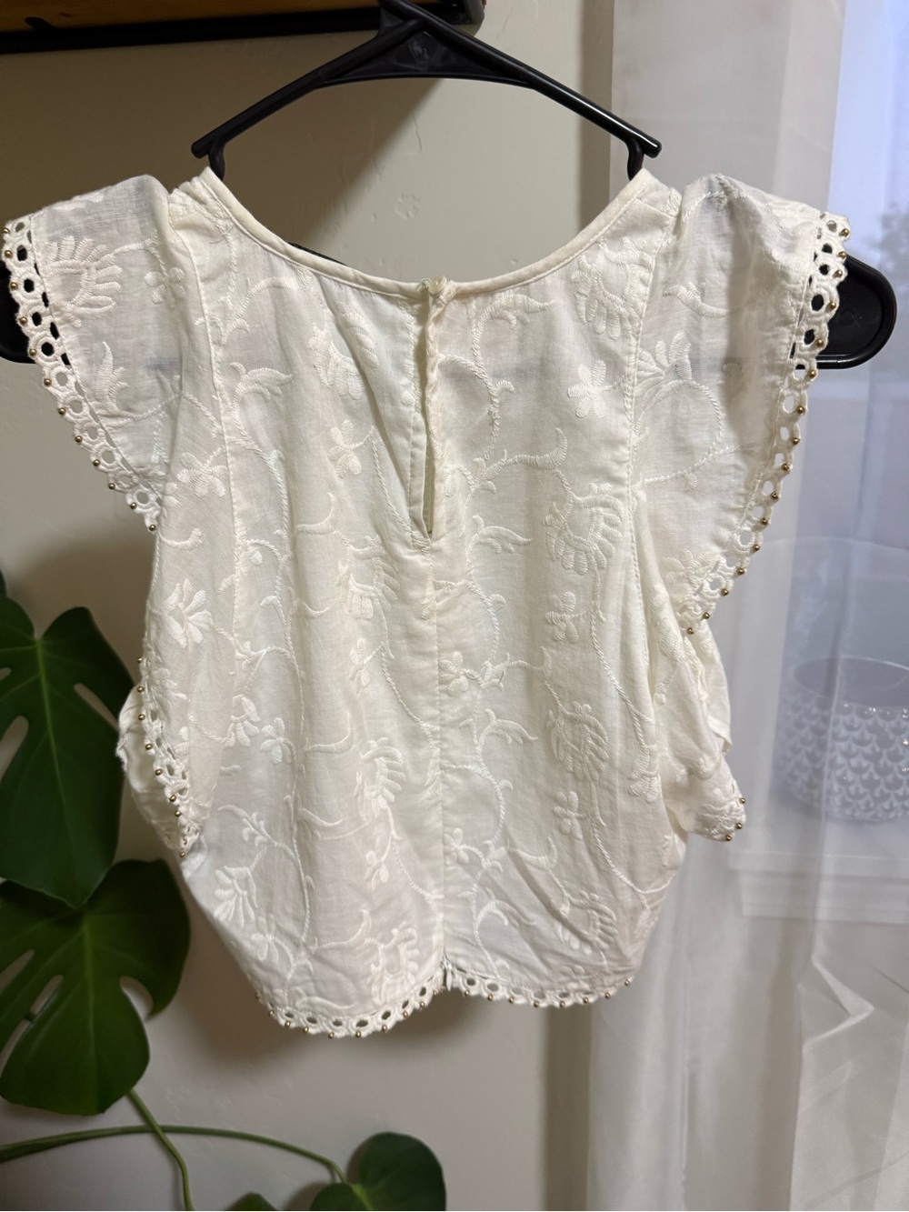 Zara White Embroidered Eyelet Ruffle Sleeve Top - Picture 5 of 5